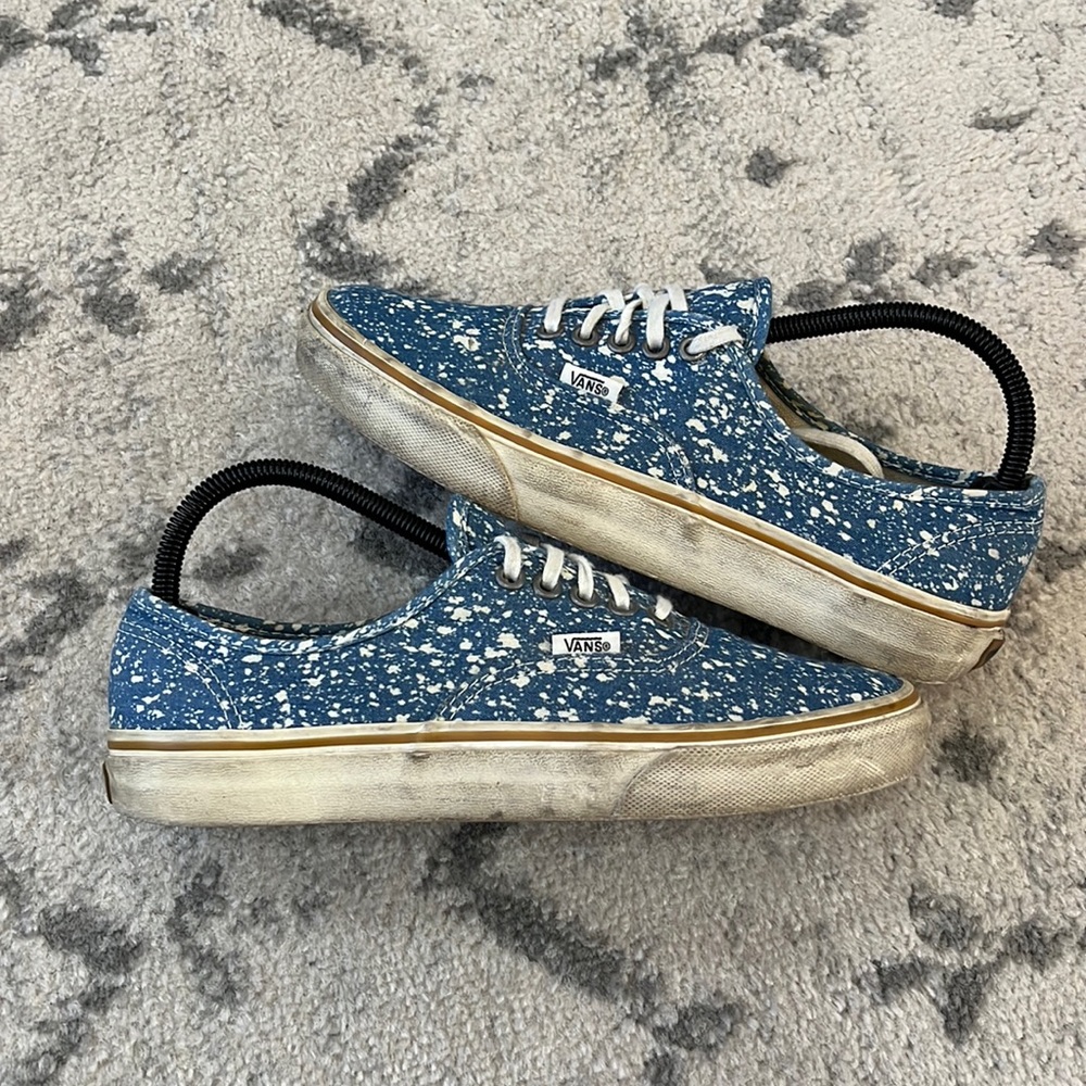 vans authentic slip on blue white shoes